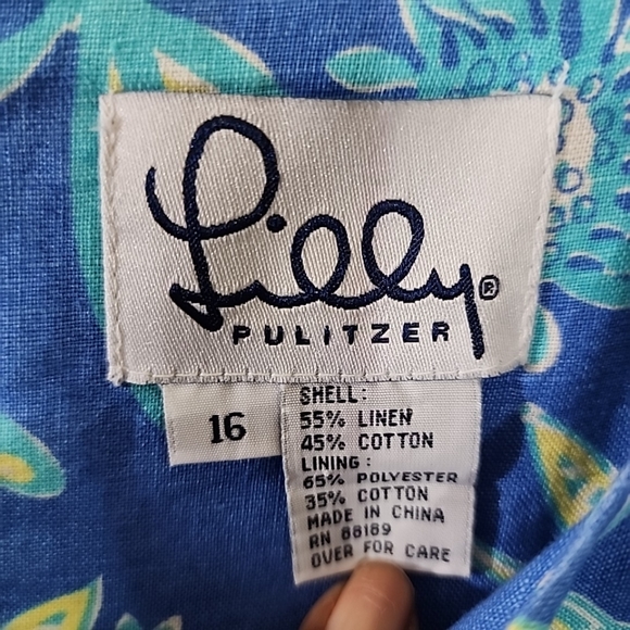 Lilly Pulitzer Plus size Vintage Linen Dragonfly Shift Dress. Size 16 - Picture 5 of 9